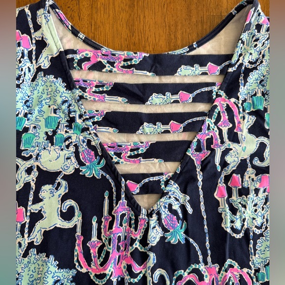 Lilly Pulitzer Ophelia Dress SZ S Bright Navy Pop Up Monkey Trouble - Picture 9 of 16